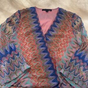 Boston Proper Multicolor Zigzag Blouse
